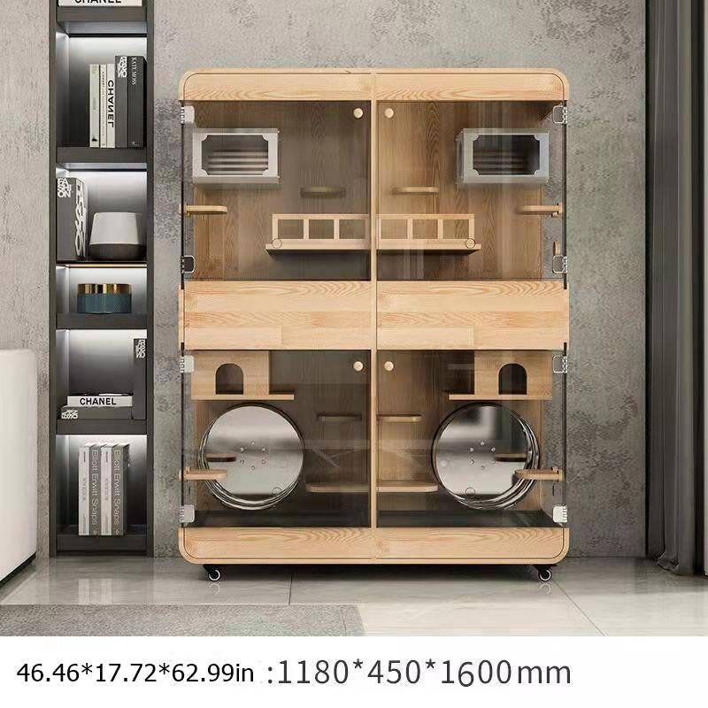 Dreamscape Panoramic Transparent Solid Wood Pet House - Image 11