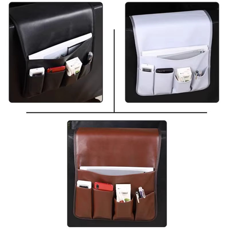 Non-slip 5 Pockets Leather Arm Rest Chair Organizer - Image 2