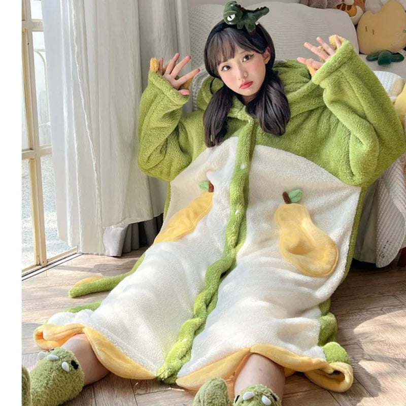 Dreamy Fox Thick Animal-Theme Hooded Blanket Pajamas - Image 3