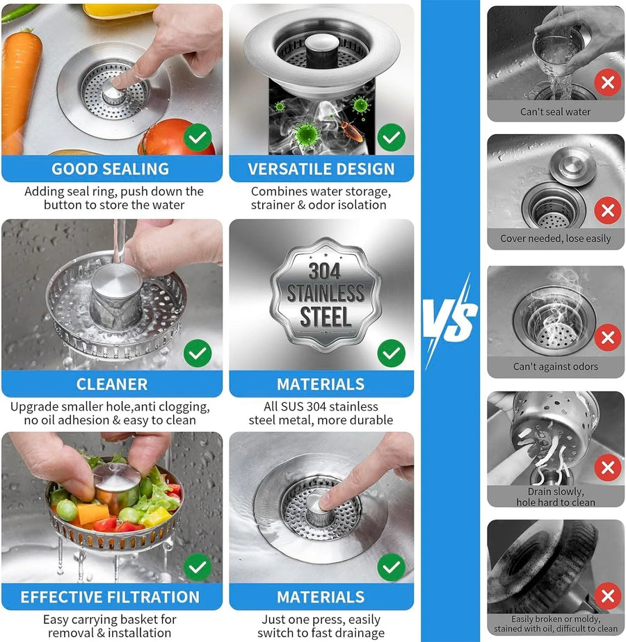 Stainless Steel Pop-Up No-Odor Drain Filter - Image 3