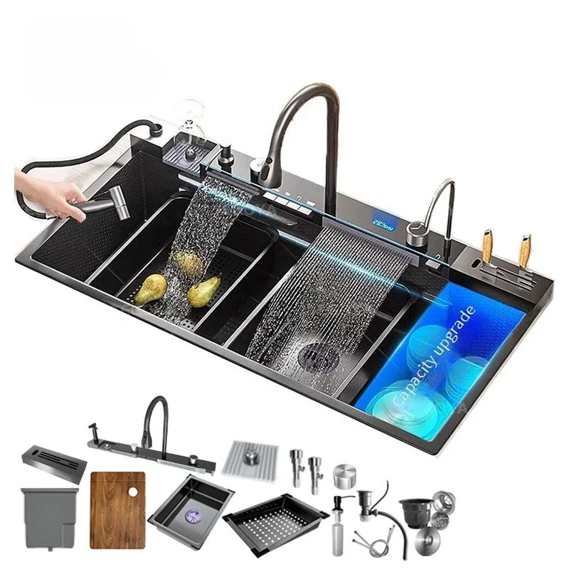 Aqua Magic Digital Display Large Waterfall Multifunctional Kitchen Sink - Image 1