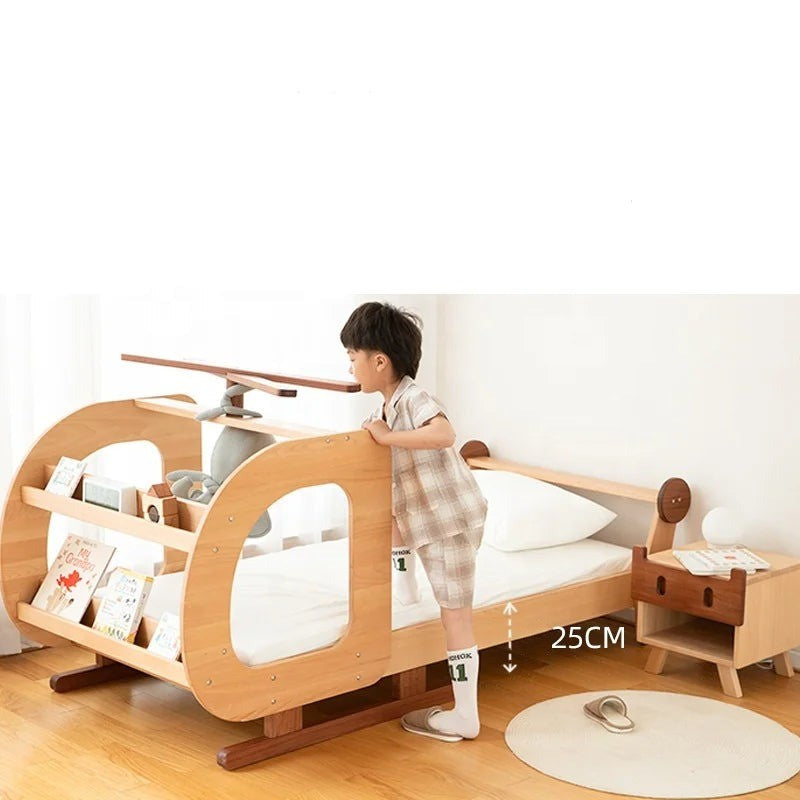 Helicopter Inspired Premium Wooden Built-in Storage Kids Bed - Image 1