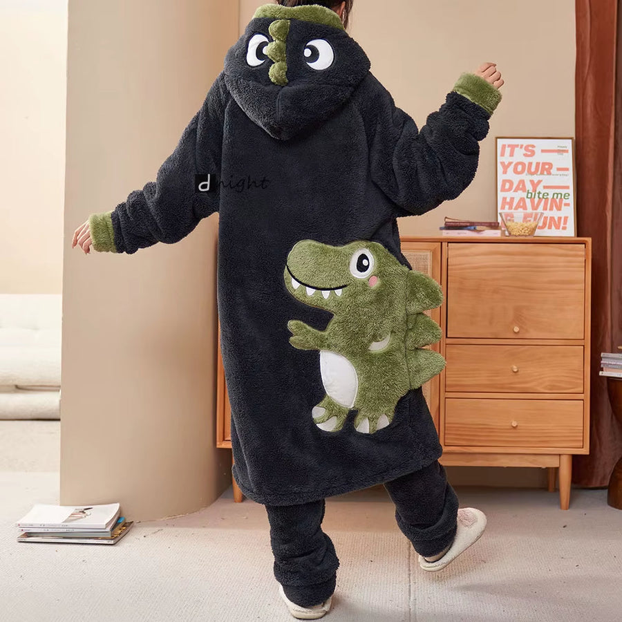 Plush Dinosaur Hooded Pajama Suit - Image 1