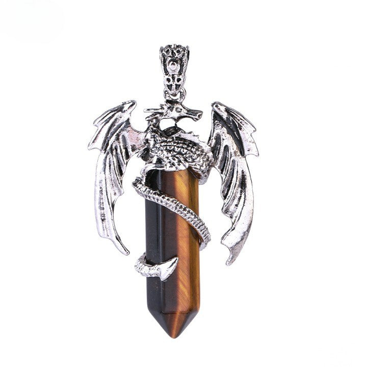 Bohemian Style Natural Mystic Gemstone Dragon Necklace - Image 5
