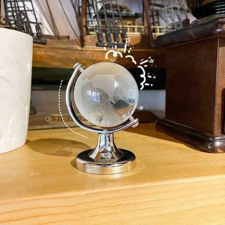 Crystal Transparent Miniature Glass Earth Globe - Image 1