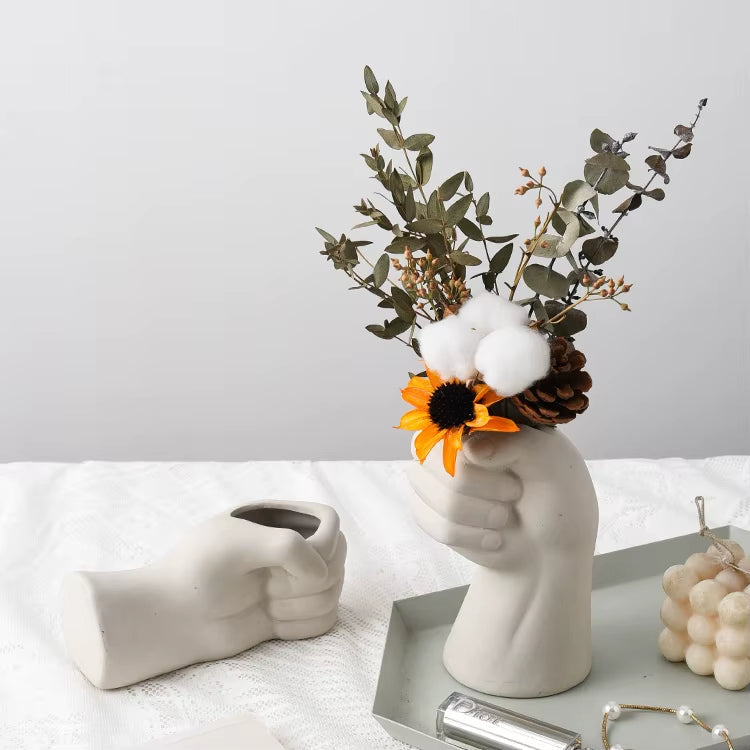 Artistic Hand Gesture Ceramic Tabletop Flower Vase - Image 5
