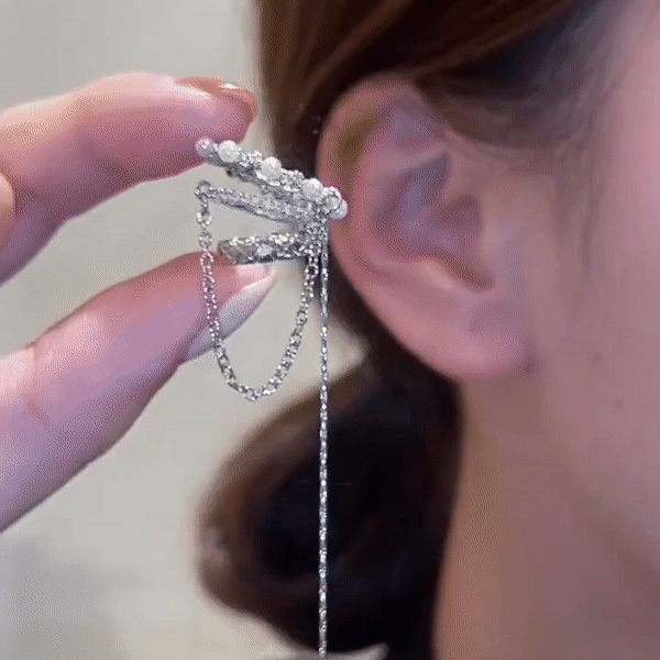 Elegant European No Ear Hole Chain Earrings - Image 2