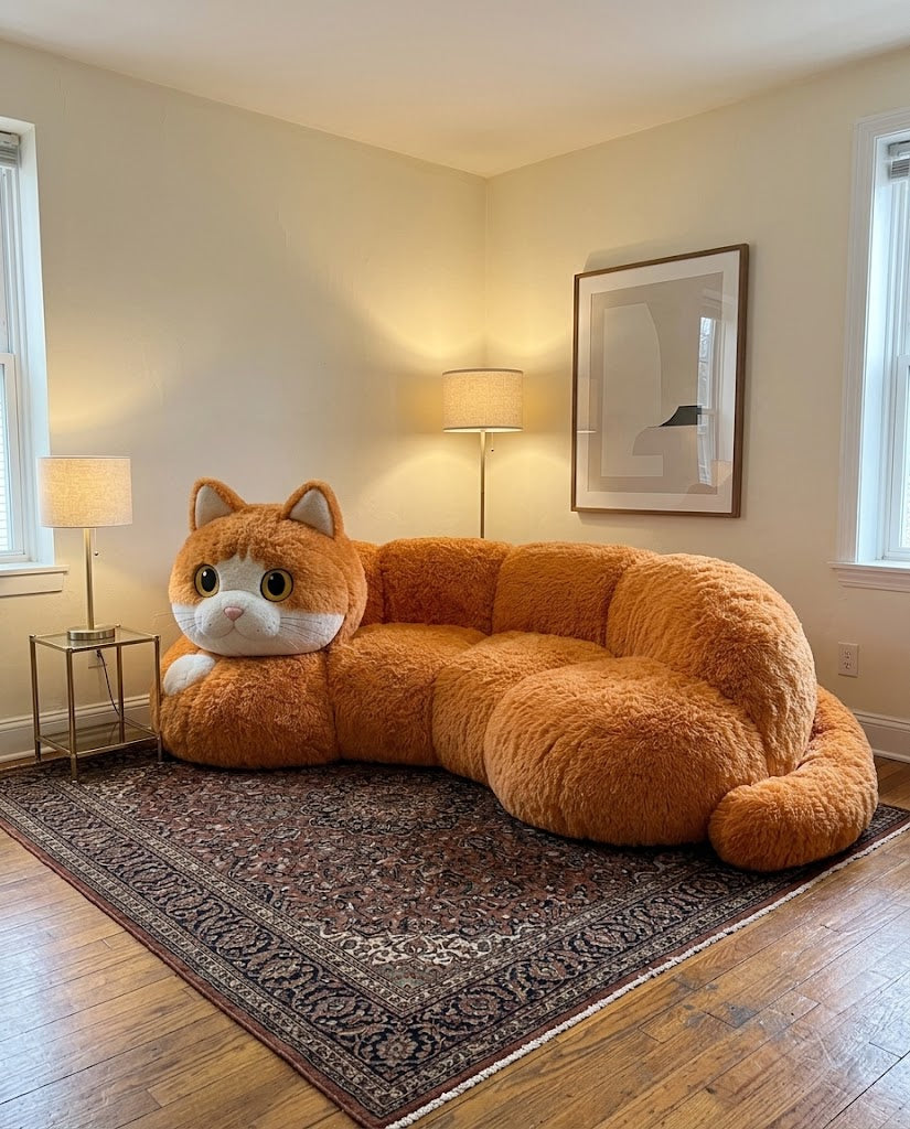 Giant Cat Plush Lounge Sofa Bed