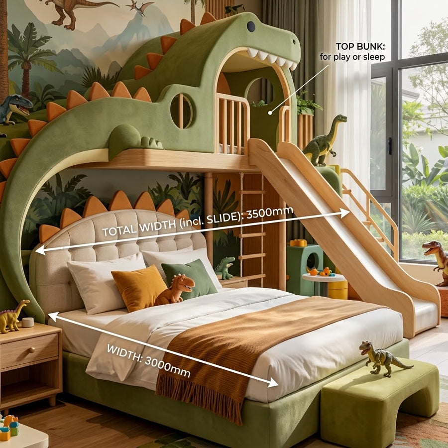 Roar House Kids Dinosaur Slide Bunk Bed