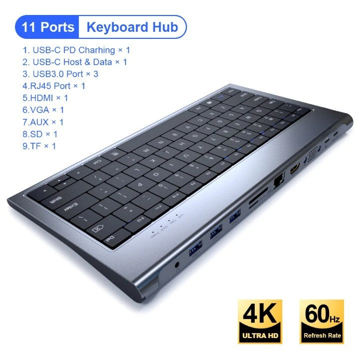 10in1 Keyboard Multi USB Docking Station - Image 6