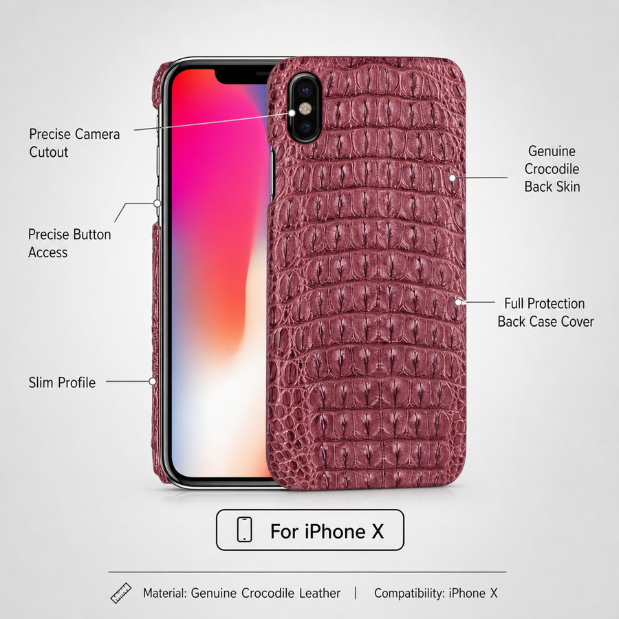 Super Luxury Genuine Crocodile Skin Leather Case For iPhone X
