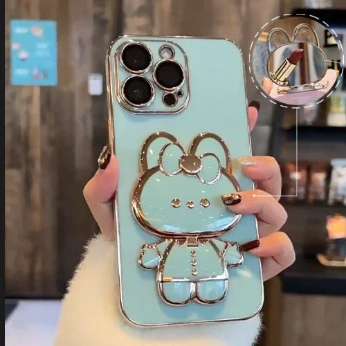3D Bunny Korean Style Mirror iPhone Case - Image 1