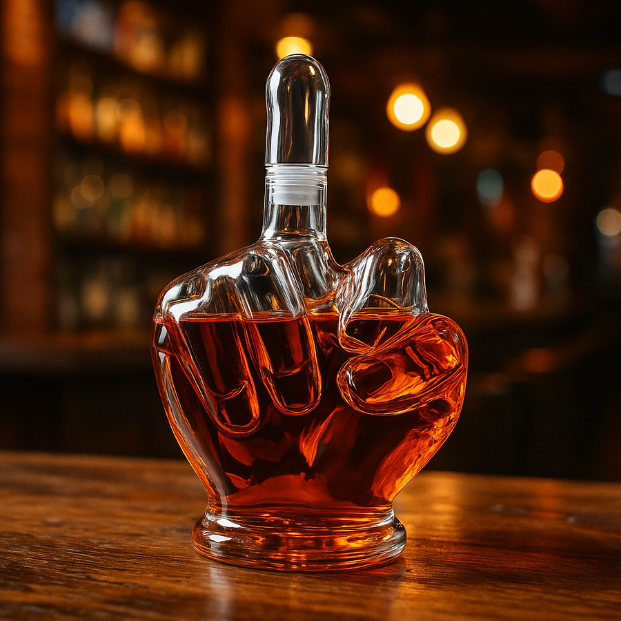 Middle Finger Crystal Clear Fun Decanter - Image 0