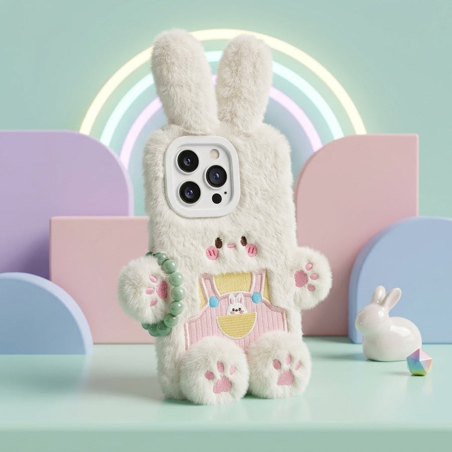3D Cartoon Fluffy Bunny Cute iPhone Case - Image 1