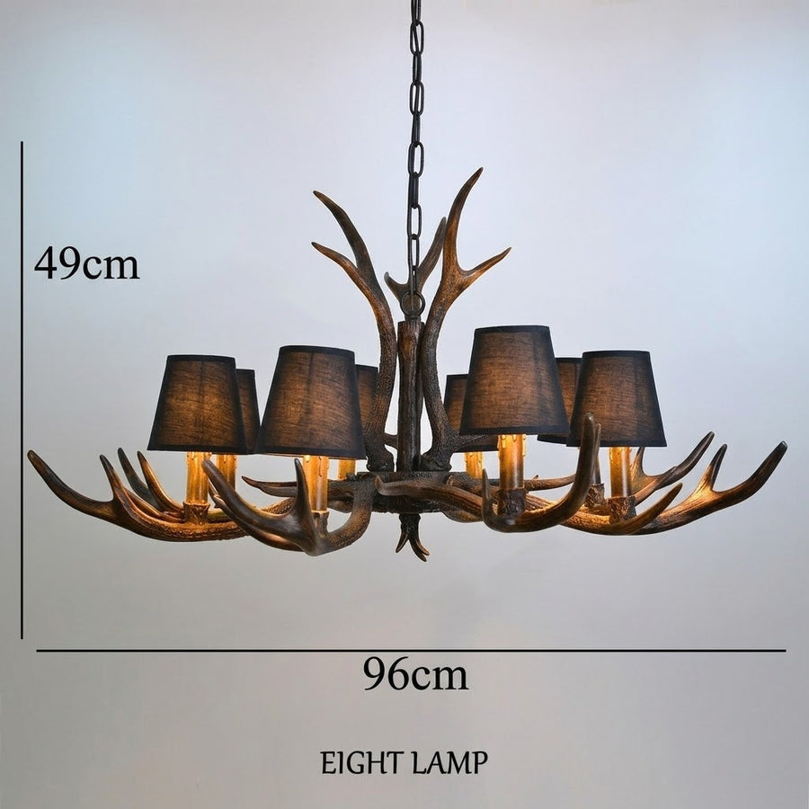 Rustic Antler Black Shade Ceiling Chandelier - Image 7