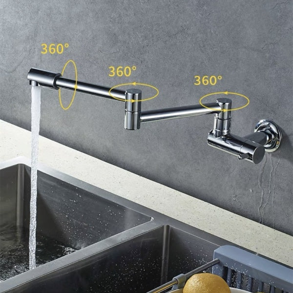 Wall-Mounted Folding Chrome Pot Filler Faucet - Image 1