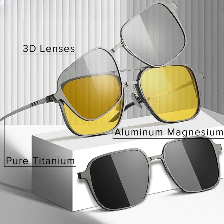 Pure Titanium Magnetic Clip-On Glasses - Image 1