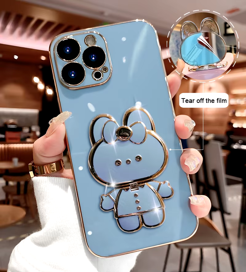 3D Bunny Korean Style Mirror iPhone Case - Image 5