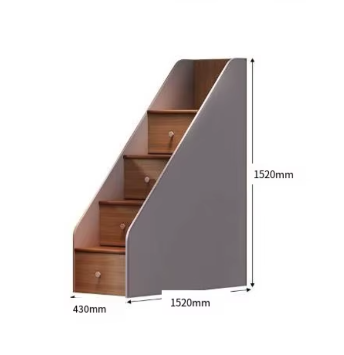 European Cute Room Modern Wooden Bunk LED Bed - Image 5