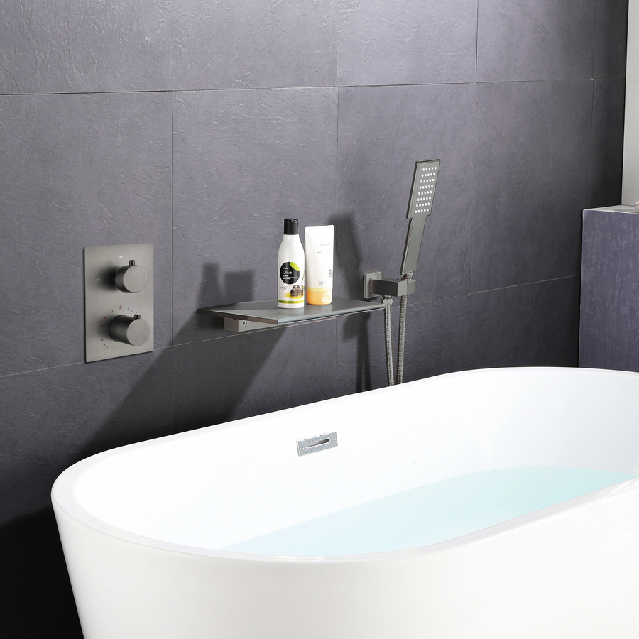 Wall-Embedded Waterfall Spout Bathtub Faucet - Image 7
