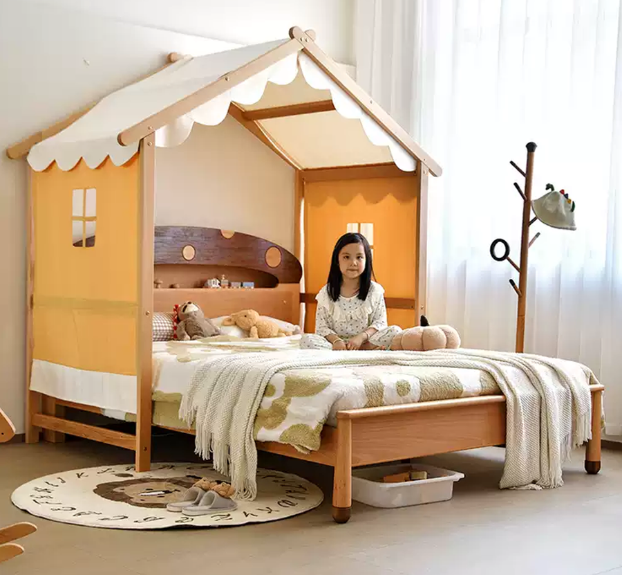 Mushroom Skytime Night Simple Wooden Bed - Image 6