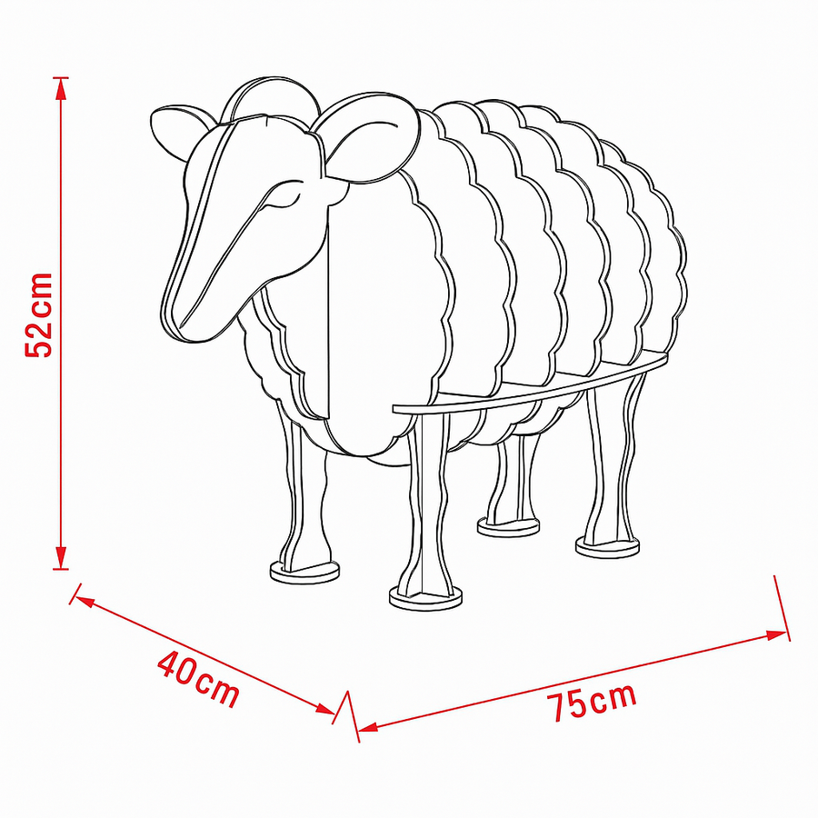 Creative Decorative Sheep Shaped BookCase - Image 4