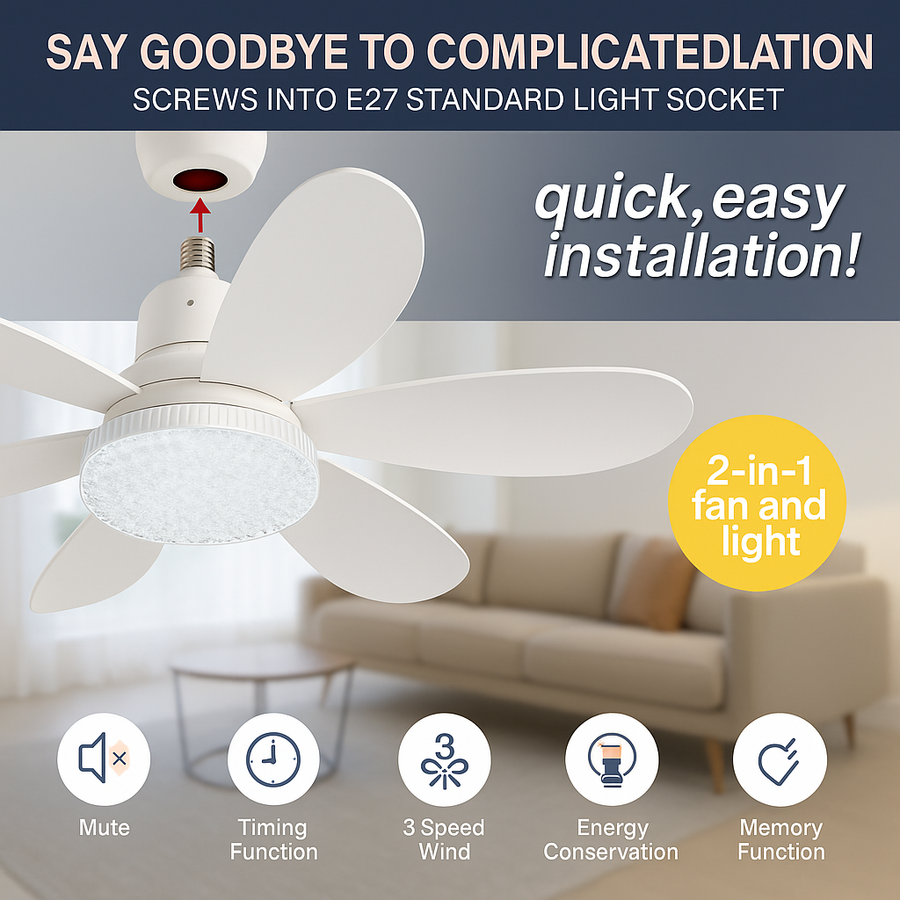 Elegant Flower Energy Saving RC Ceiling Fan Lamp - Image 1