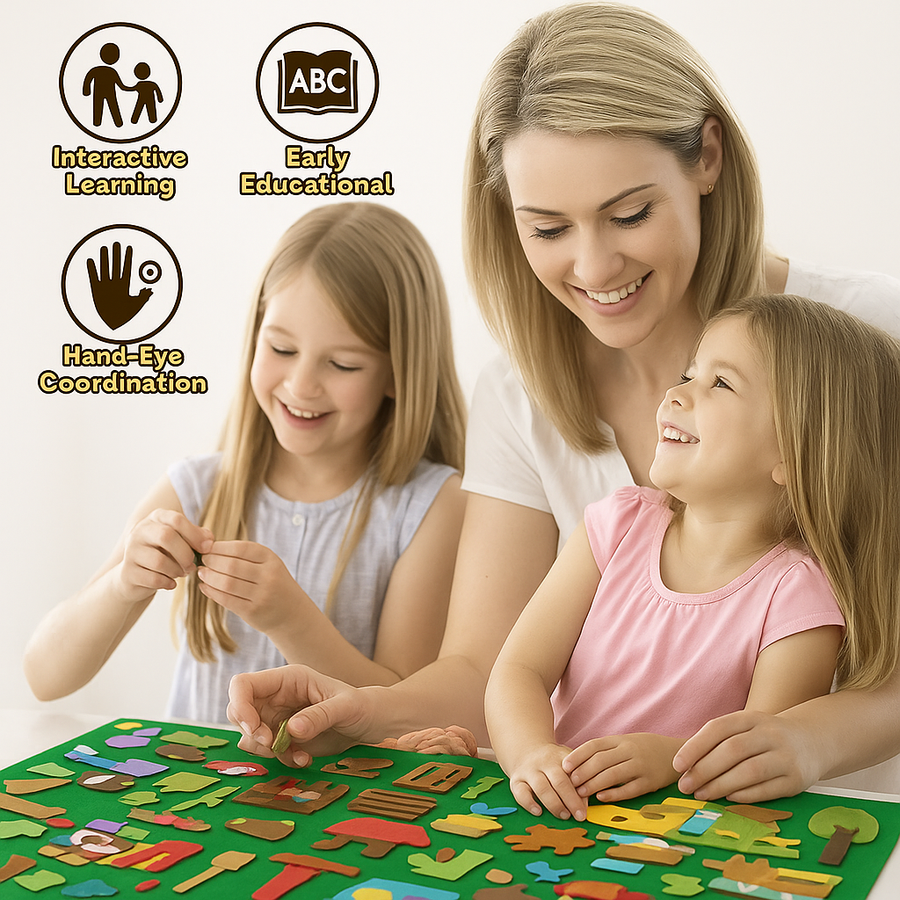 Interactive Early Learning Farm Animals Felt Story Board Set - Image 1