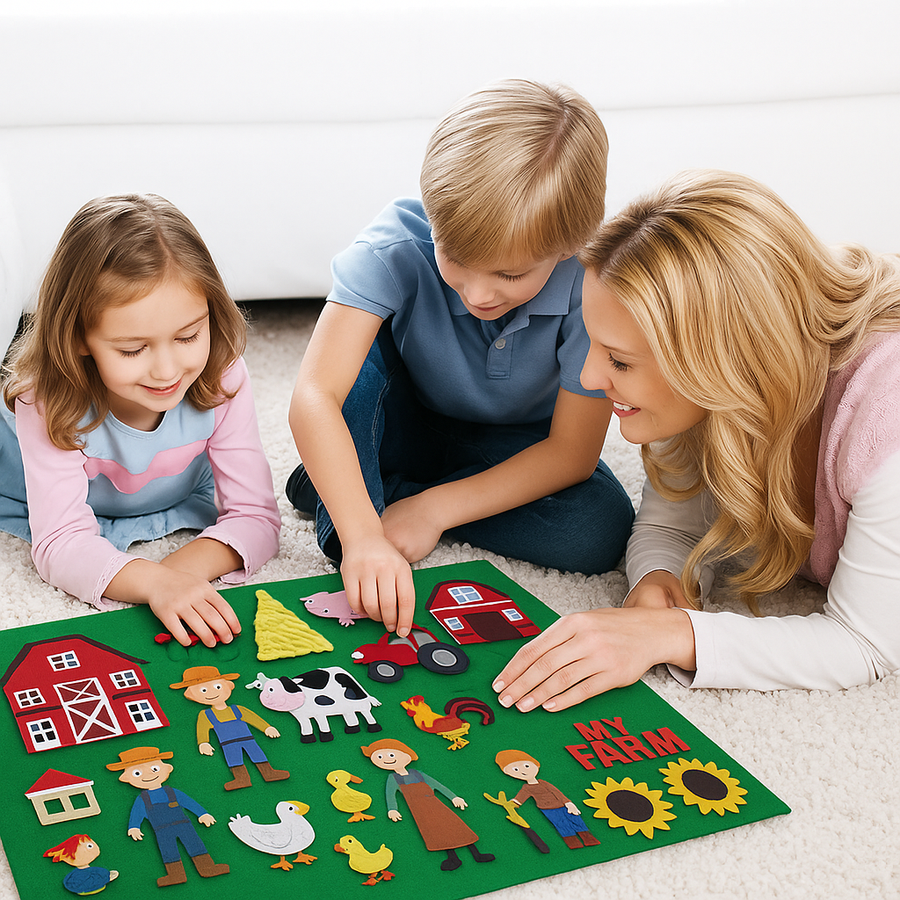 Interactive Early Learning Farm Animals Felt Story Board Set - Image 2