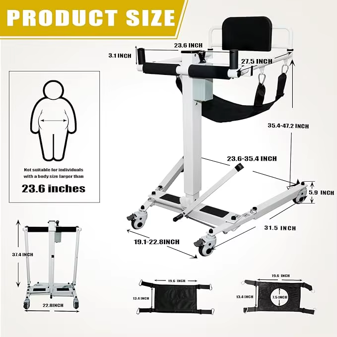 5-in-1 Foldable Patient Lift Mobility Chair - Image 6