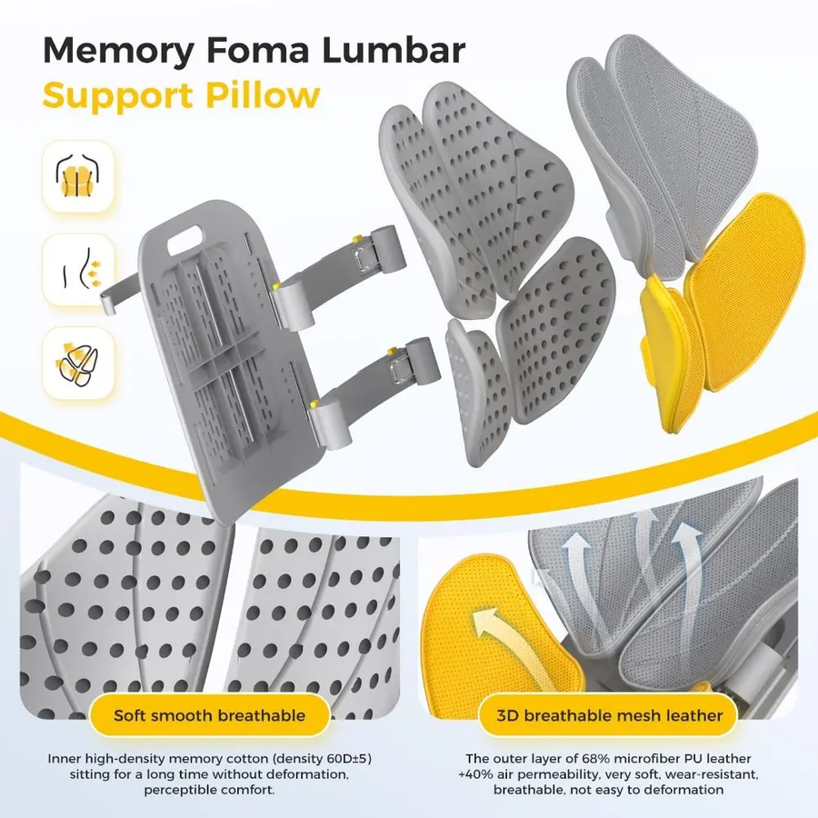 Adjustable Ergonomic Memory Foam Mesh Waist Relief Chair Cushion - Image 6