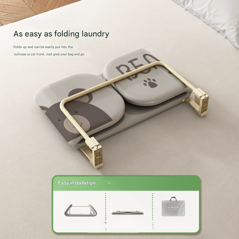 Cute Bear Anti-Fall Foldable Safety Bed Fence - Image 6