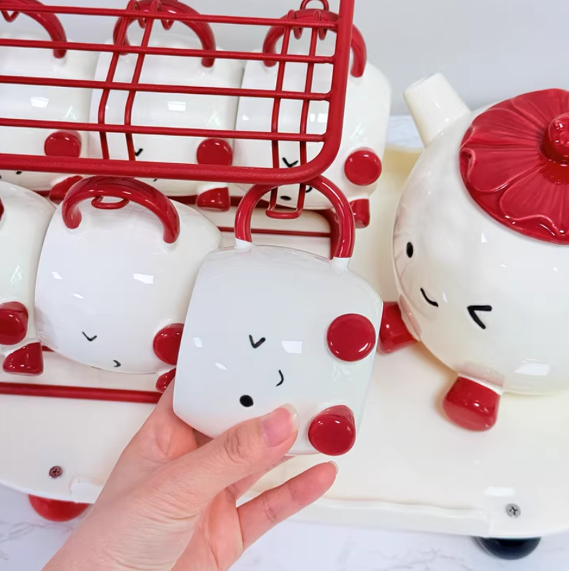 Blushing Face Cute Ceramic Tea Set Gift Box - Image 6