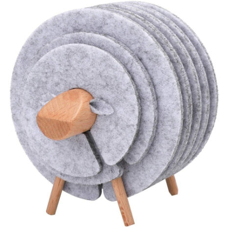 Insulated Non-Slip Sheep Coaster Set - Image 3