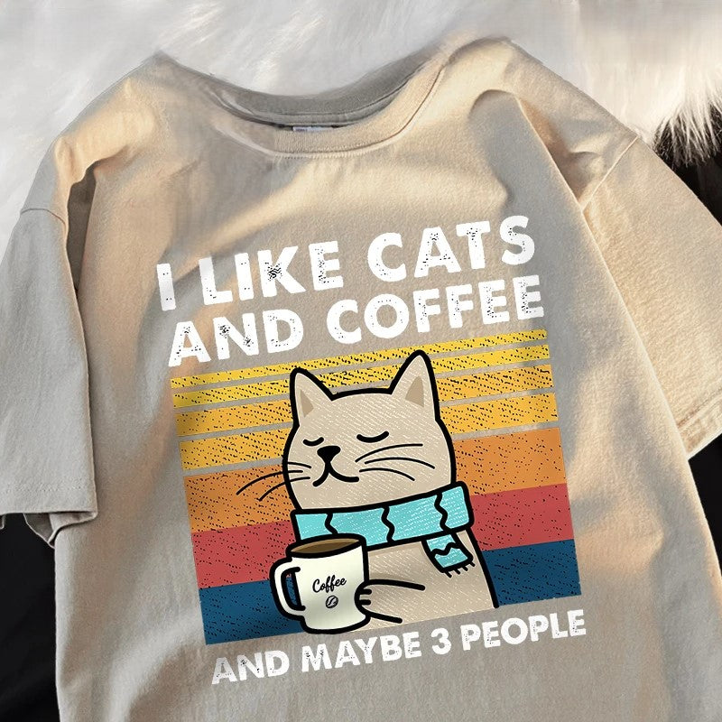 I Like Cats And Coffee And Maybe 3 People Funny T-Shirt - Image 7