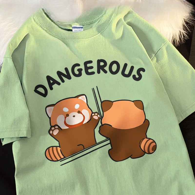 Dangerous Raccoon Looking In The Mirror T-Shirt - Image 1