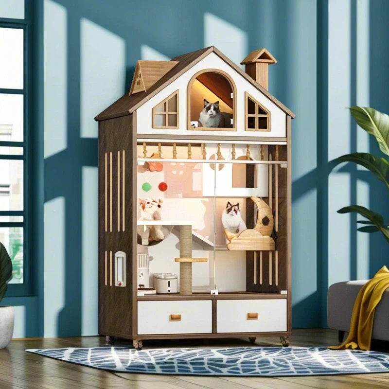 Wooden Luxury Indoor Large Cozy Cat House - Image 0