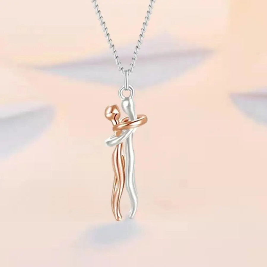 Love Forever Hug Cute Couple Necklace - Image 0