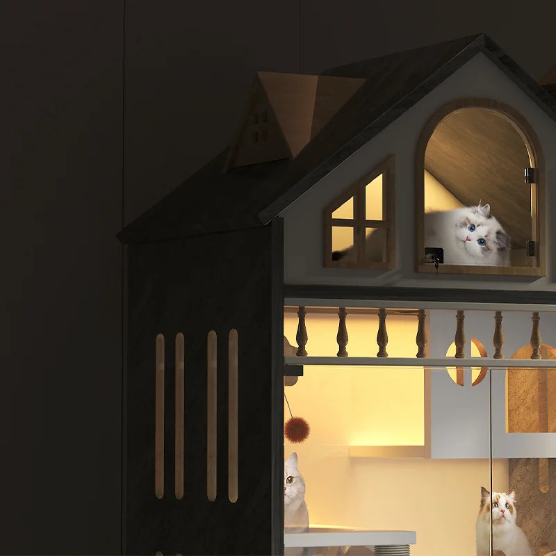 Wooden Luxury Indoor Large Cozy Cat House - Image 1