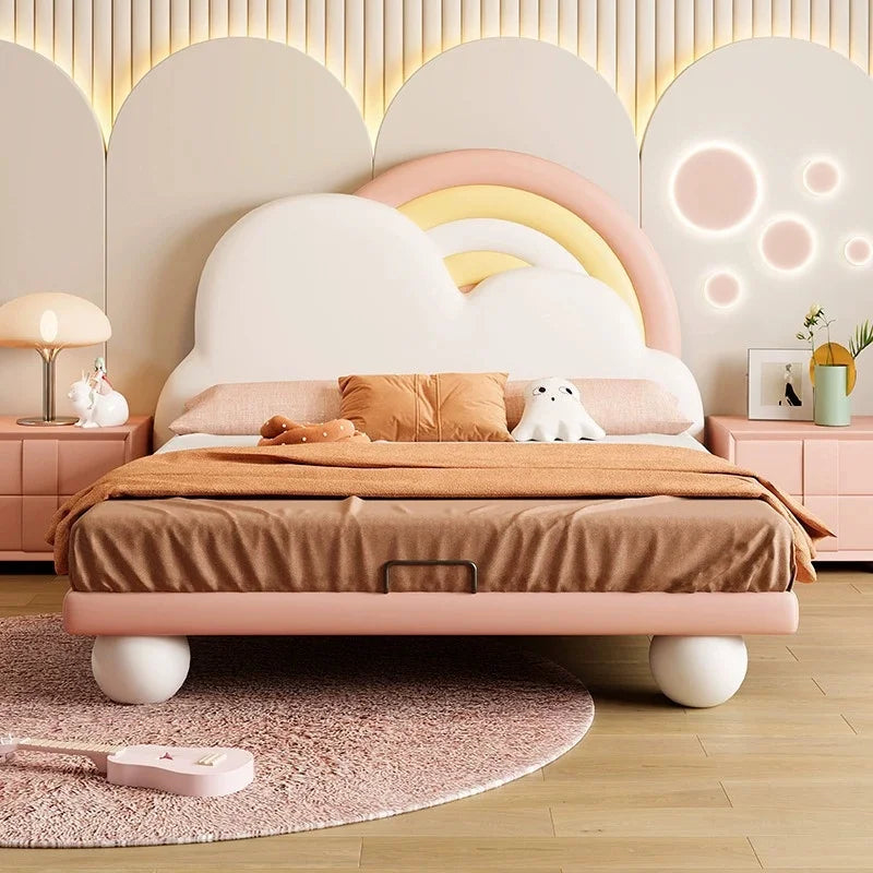 Sky Cloud Glow Soft Frame Rainbow Kids Bed - Image 3