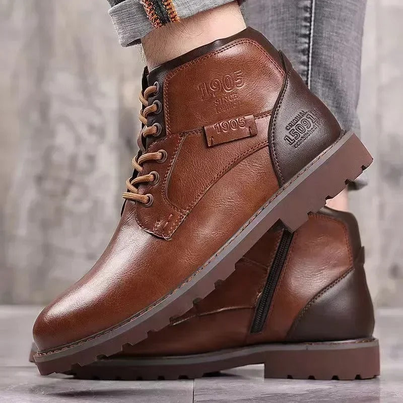 Fashion High-Cut Lace-up Vintage Style Men Winter Boots - Image 6