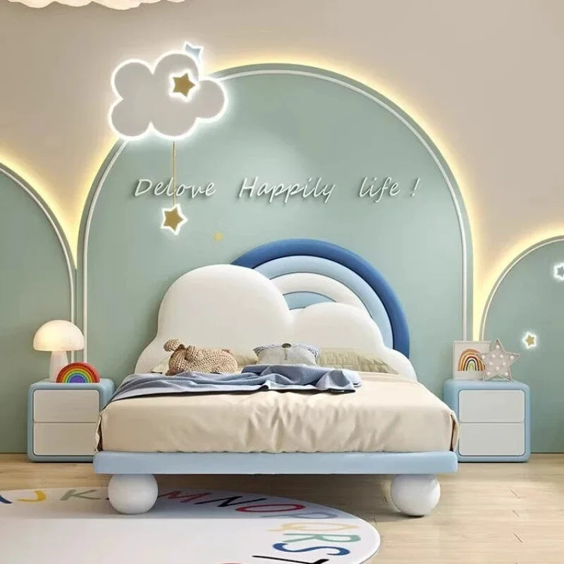 Sky Cloud Glow Soft Frame Rainbow Kids Bed - Image 1