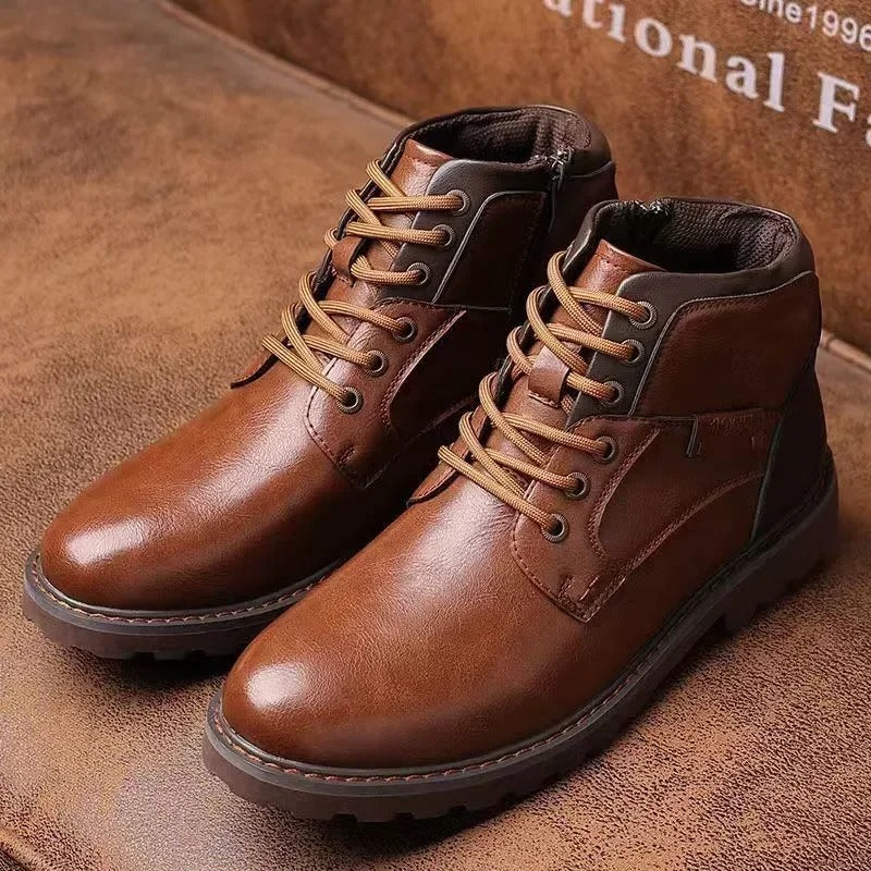 Fashion High-Cut Lace-up Vintage Style Men Winter Boots - Image 2