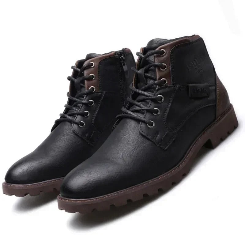 Fashion High-Cut Lace-up Vintage Style Men Winter Boots - Image 3