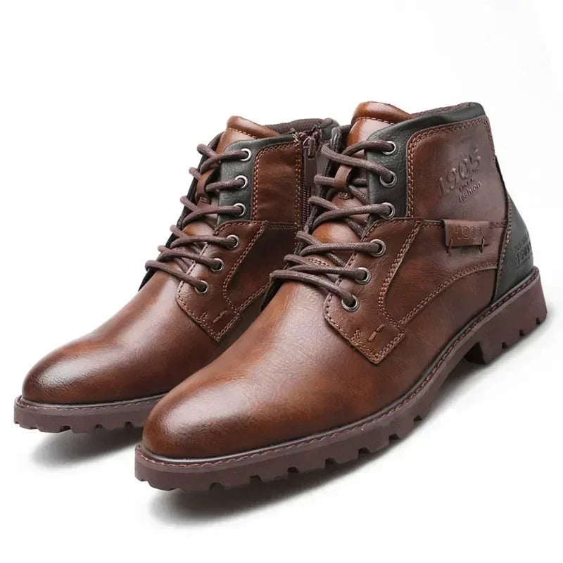 Fashion High-Cut Lace-up Vintage Style Men Winter Boots - Image 4