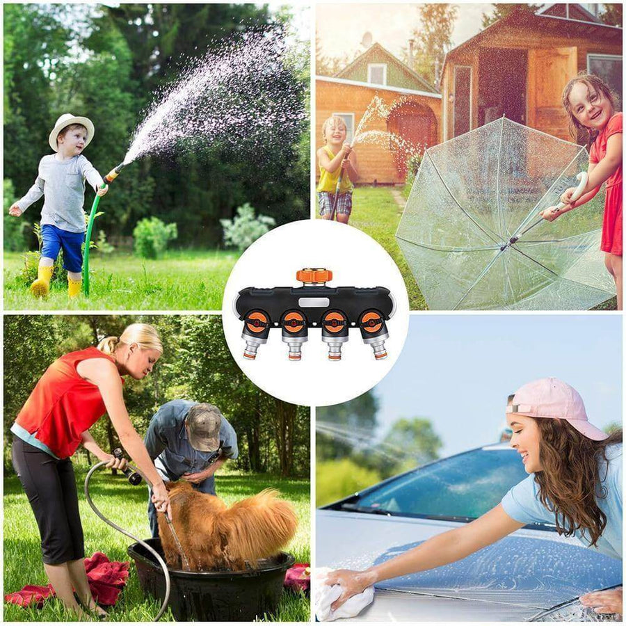 4-way Garden Hose Faucet Splitter Connector - Image 1