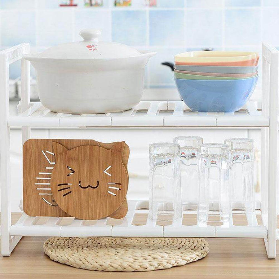 Adjustable Double Layer Kitchen Dish Storage Rack - Image 2