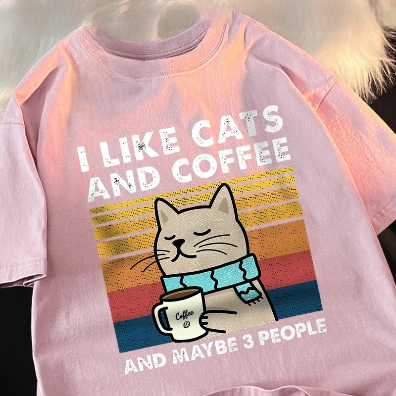 I Like Cats And Coffee And Maybe 3 People Funny T-Shirt - Image 10
