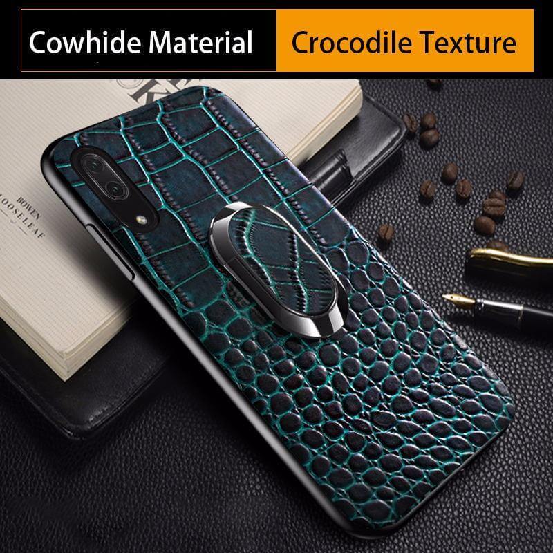 Snake Texture Leather iPhone Case with Ring Support - Image 6