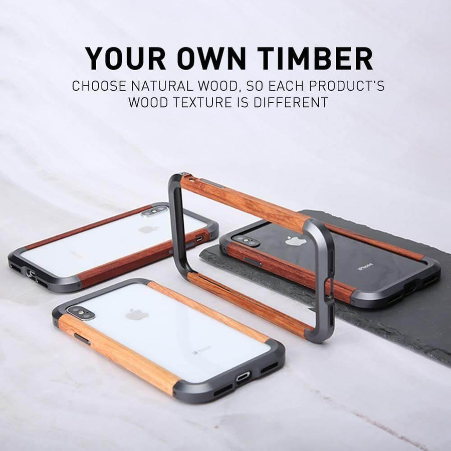Real Wood Aluminum Metal Bumper Case For iPhone - Image 1